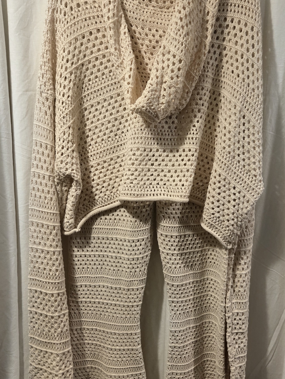 Sincerely Jules Cream Crochet Open-Knit Sweater Poncho